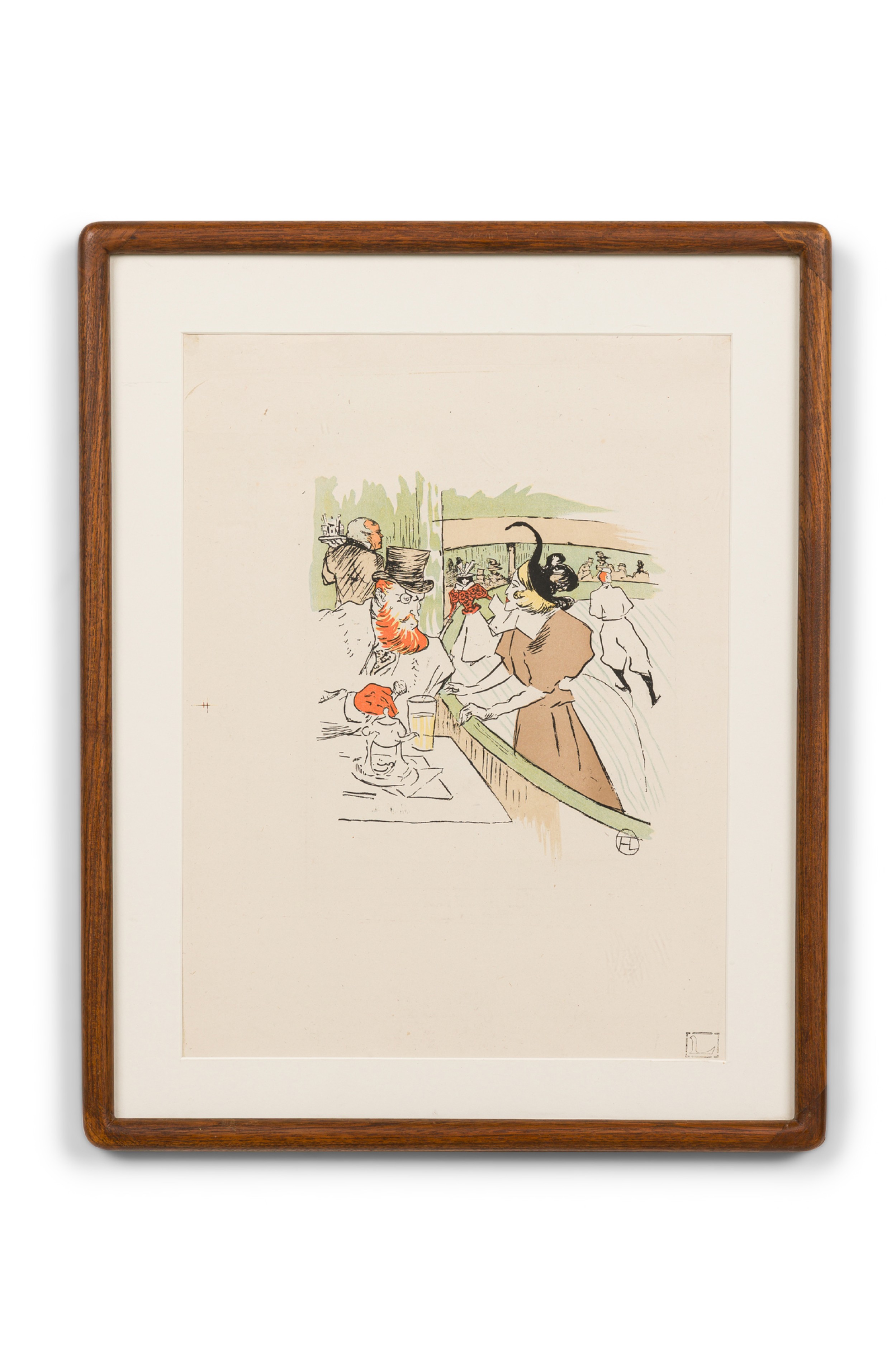 French victorian lithograph of a man and women skating