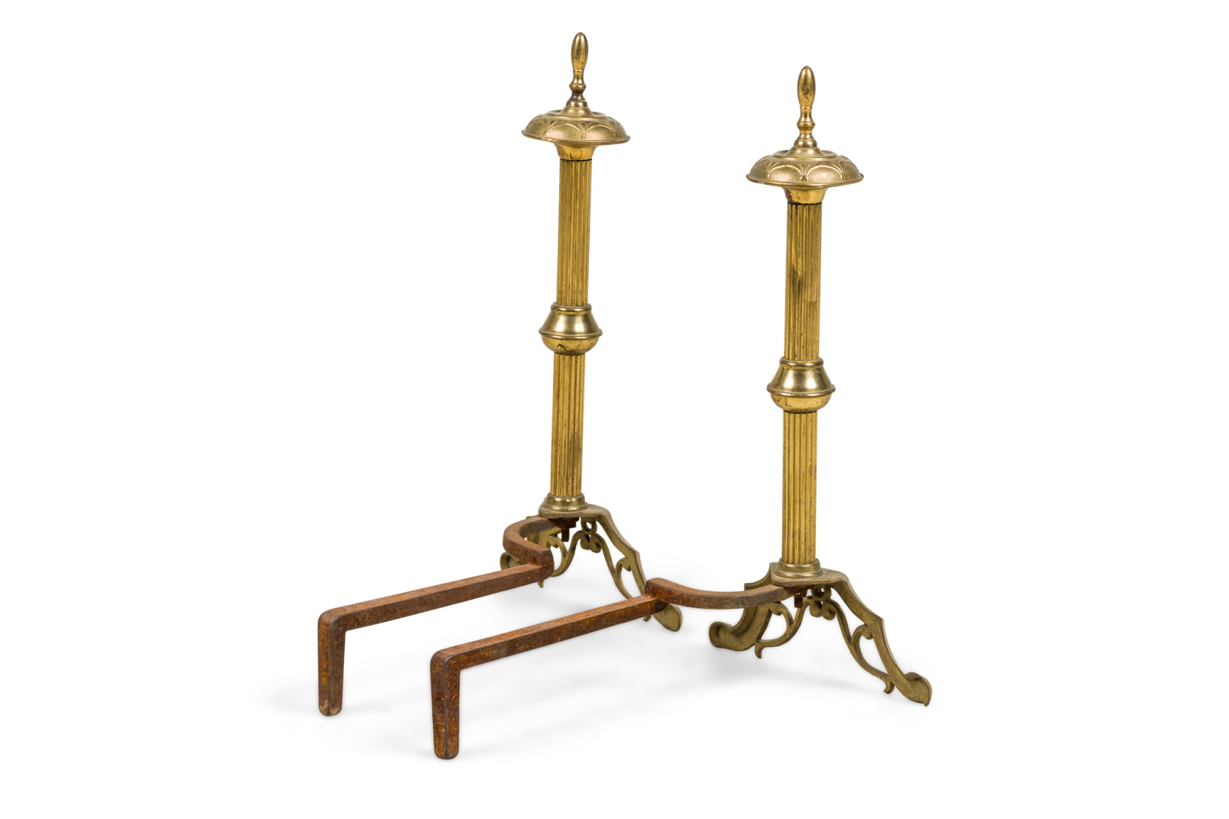 Pair of english victorian finial shape andiron 