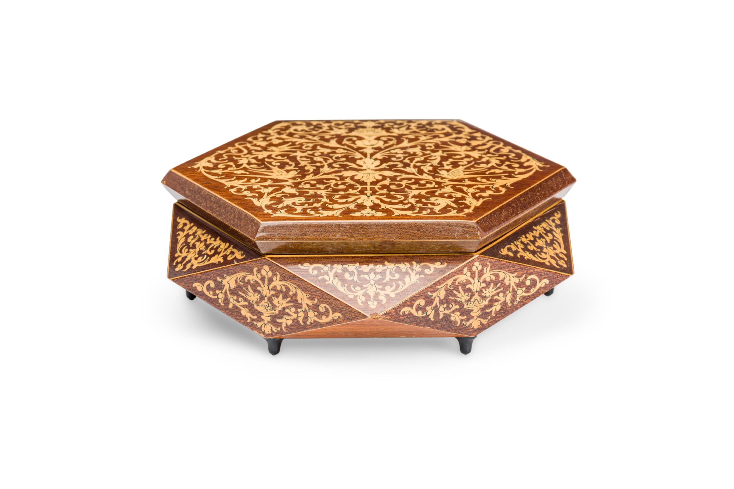 American contemporary beige and brown round geometric jewelry box 