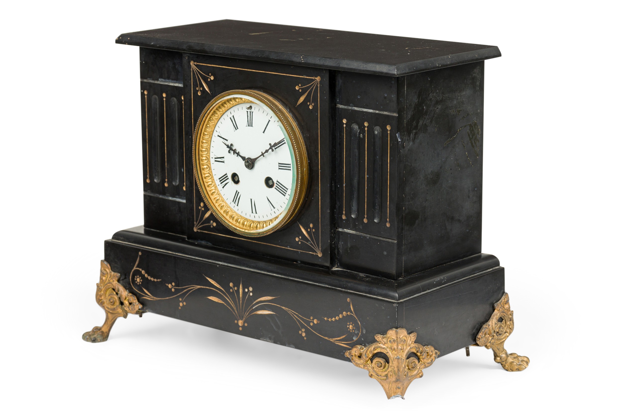 French victorian black table clock 