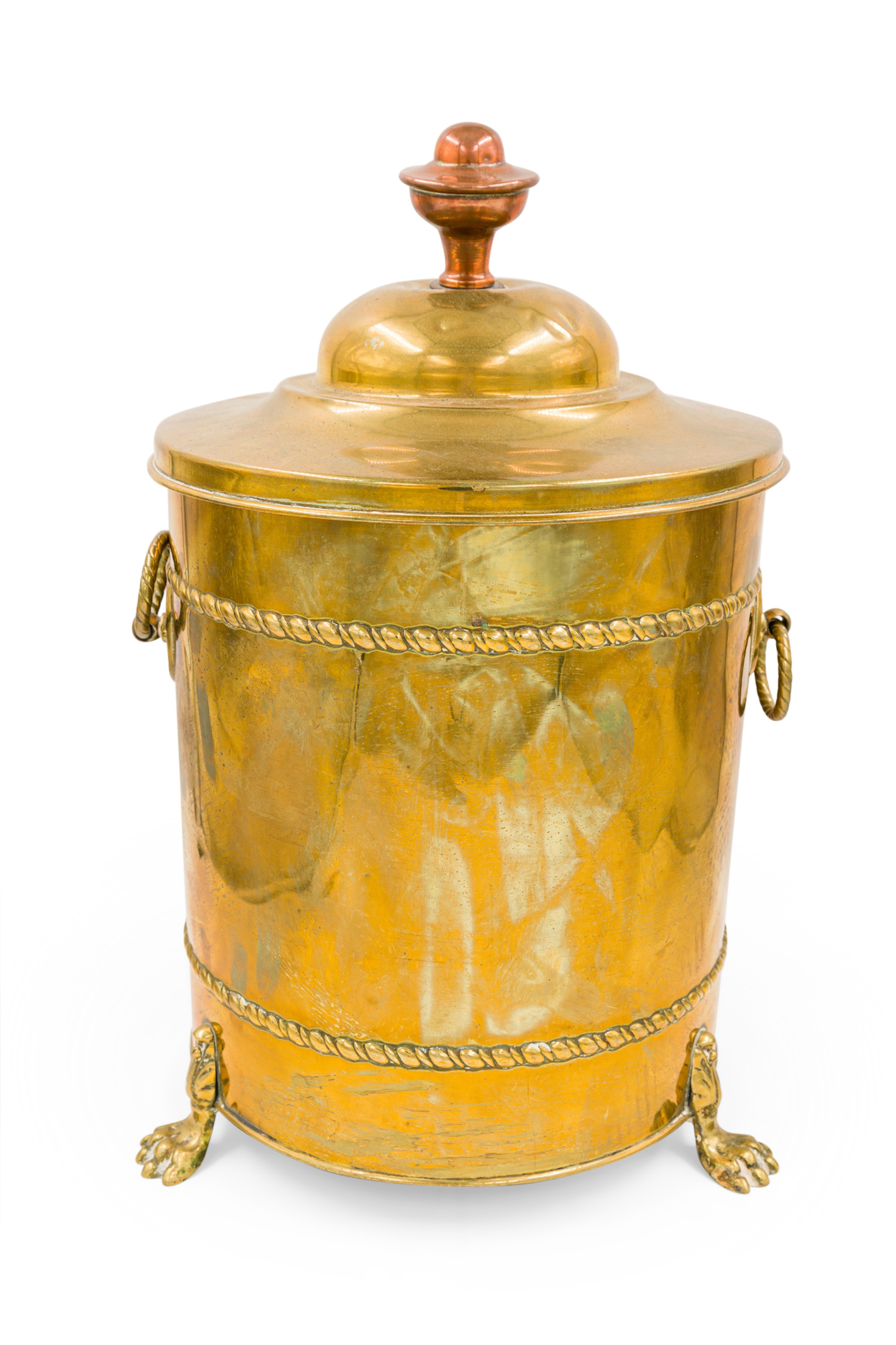 English georgian brass round bucket with lid 