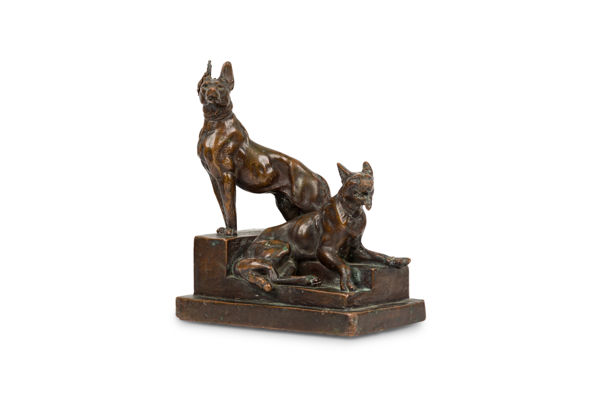 French victorian statue of two dogs 