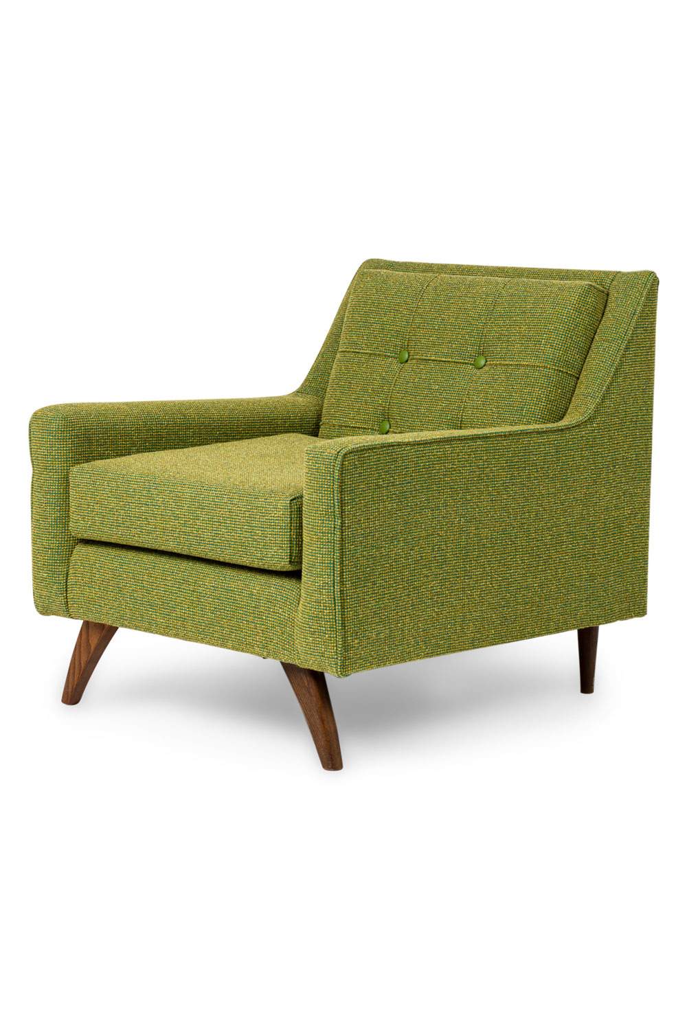 Danish mid century green tufted armchair 