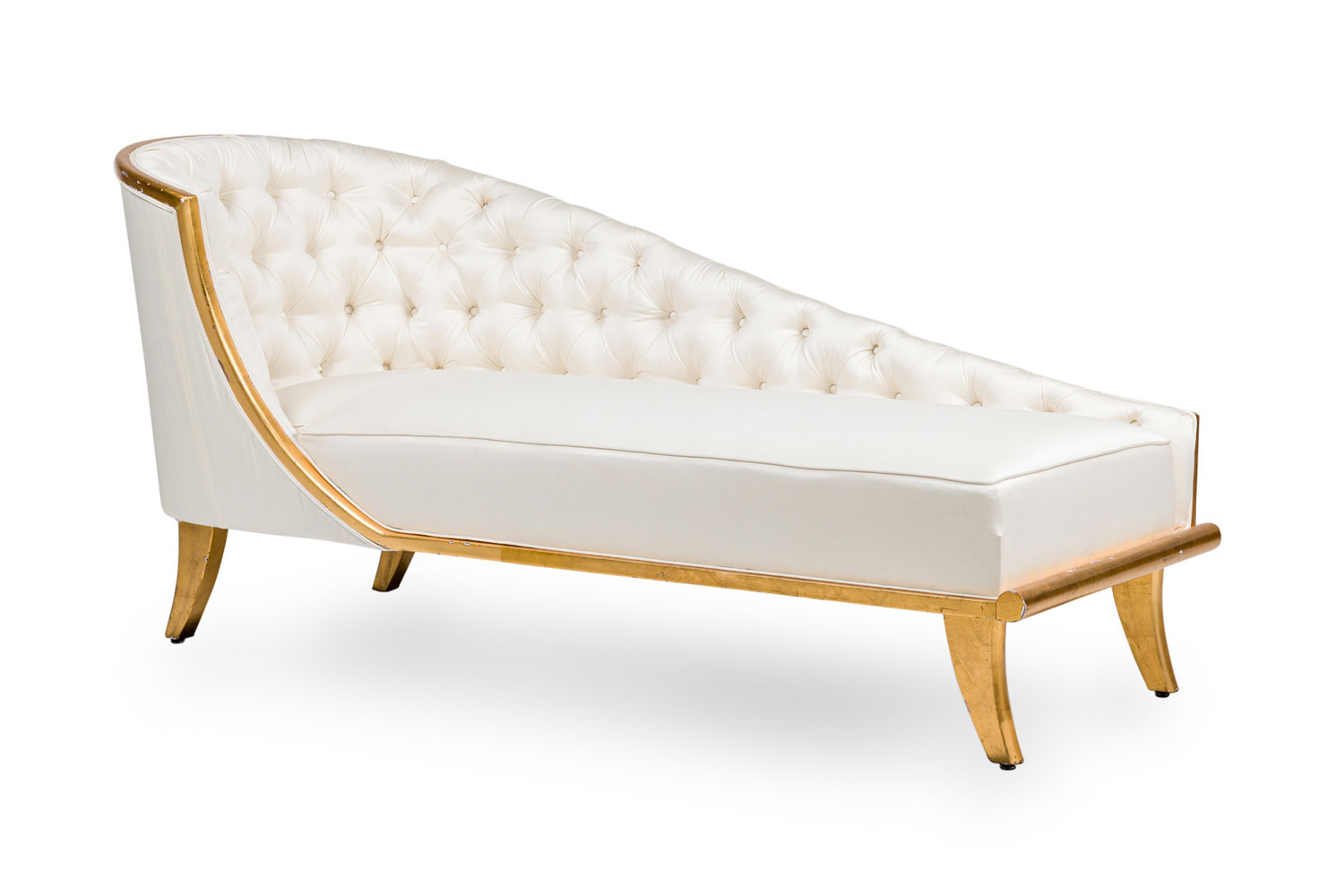 Andre arbus french mid century white tufted chaise lounge 
