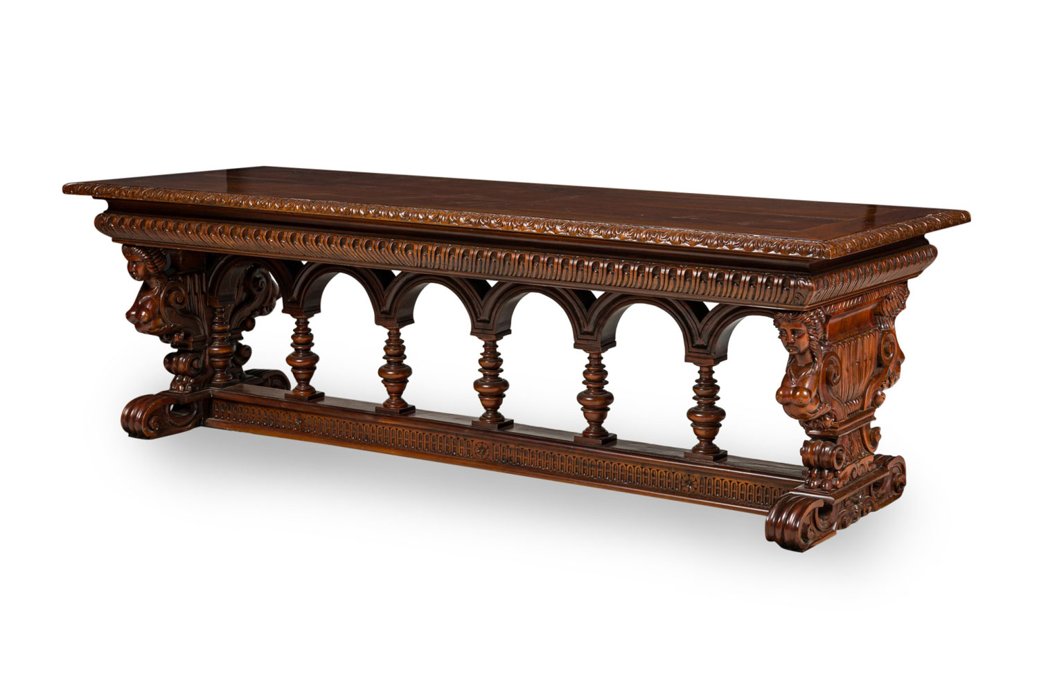 Italian Renaissance Style Carved Conference Table