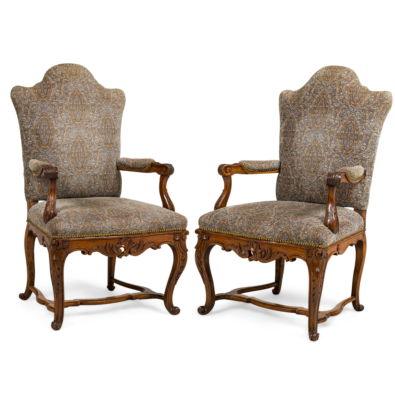 Pair of english victorian grey upholstered armchairs 