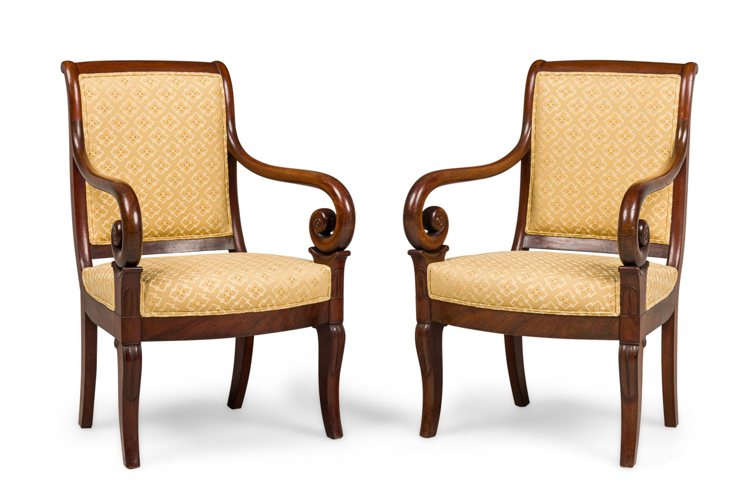 Set of 4 american mid century curled armchairs 