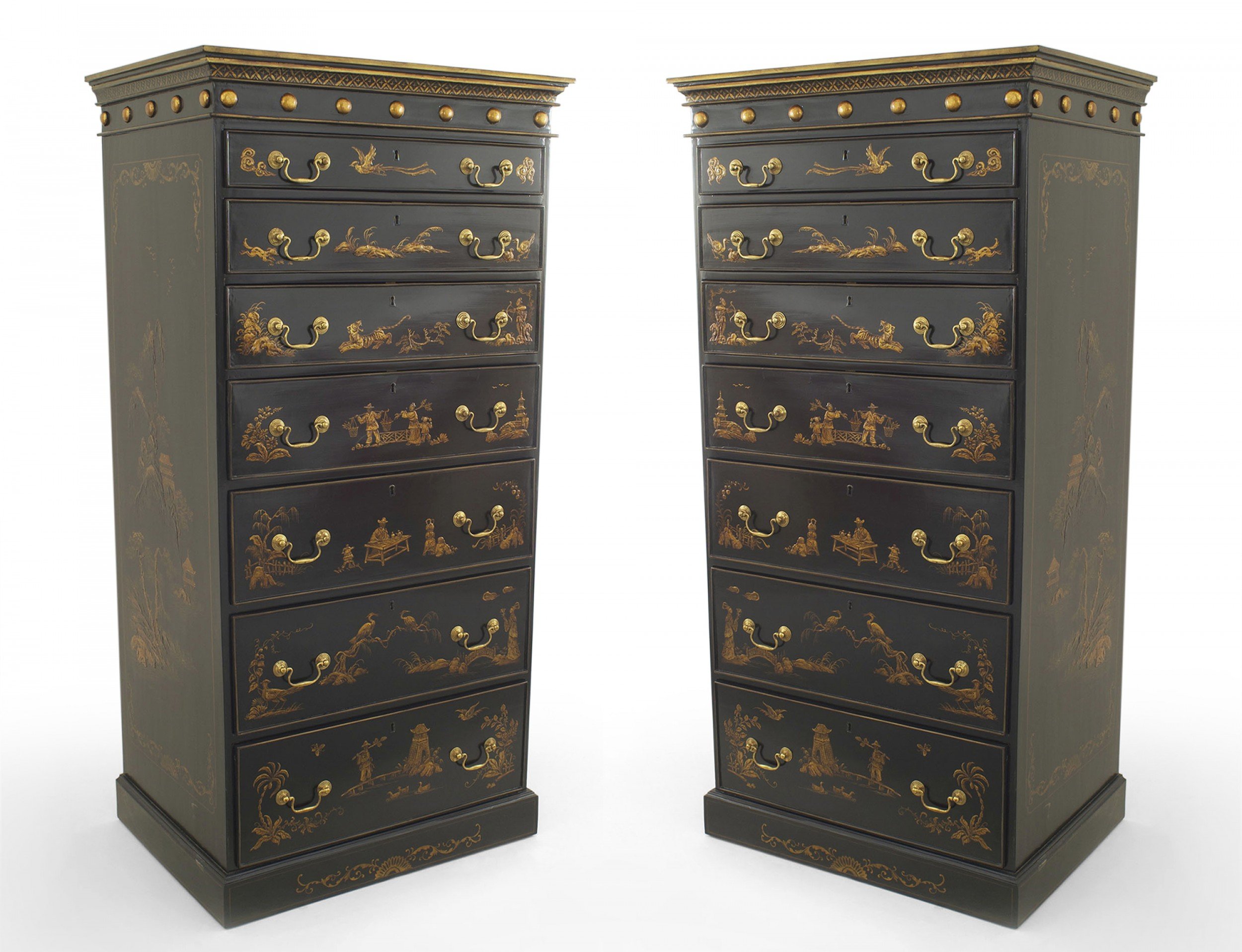English regency black lacquered chest 1