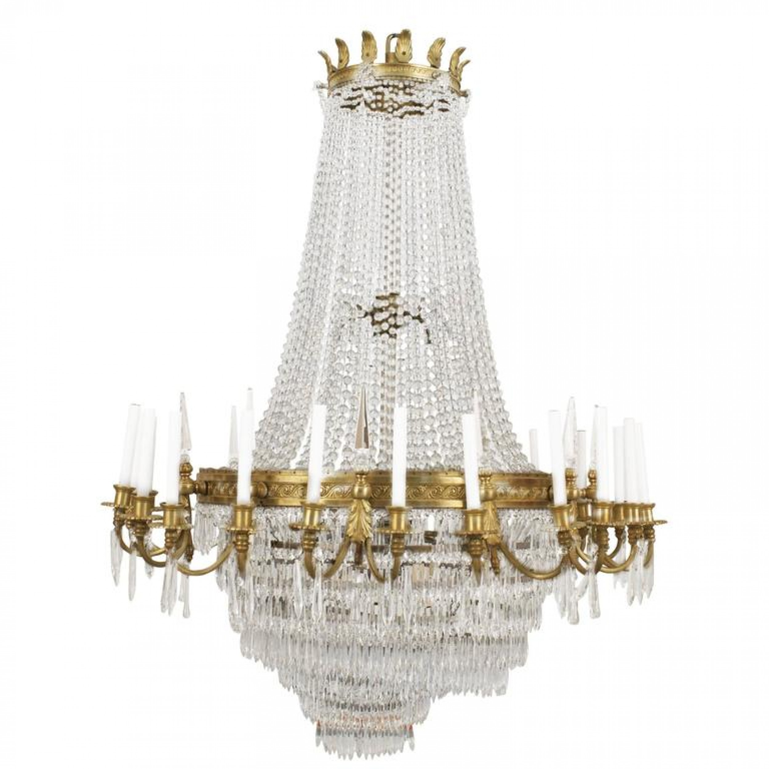 Louis xvi style crystal and bronze chandelier