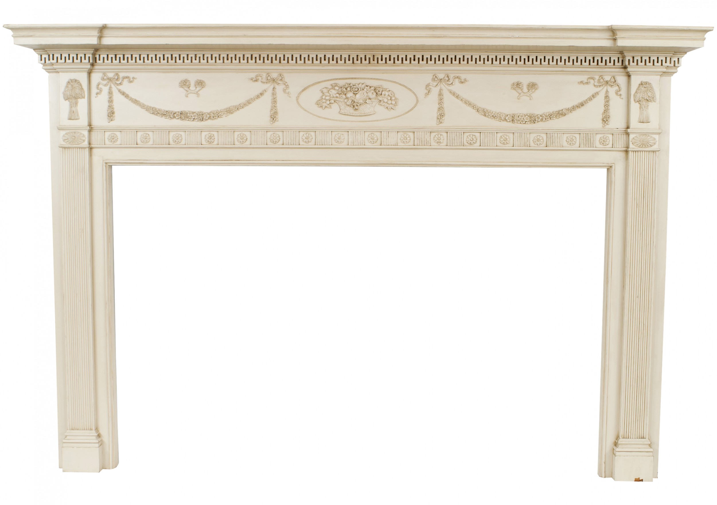 English adam painted wood mantel