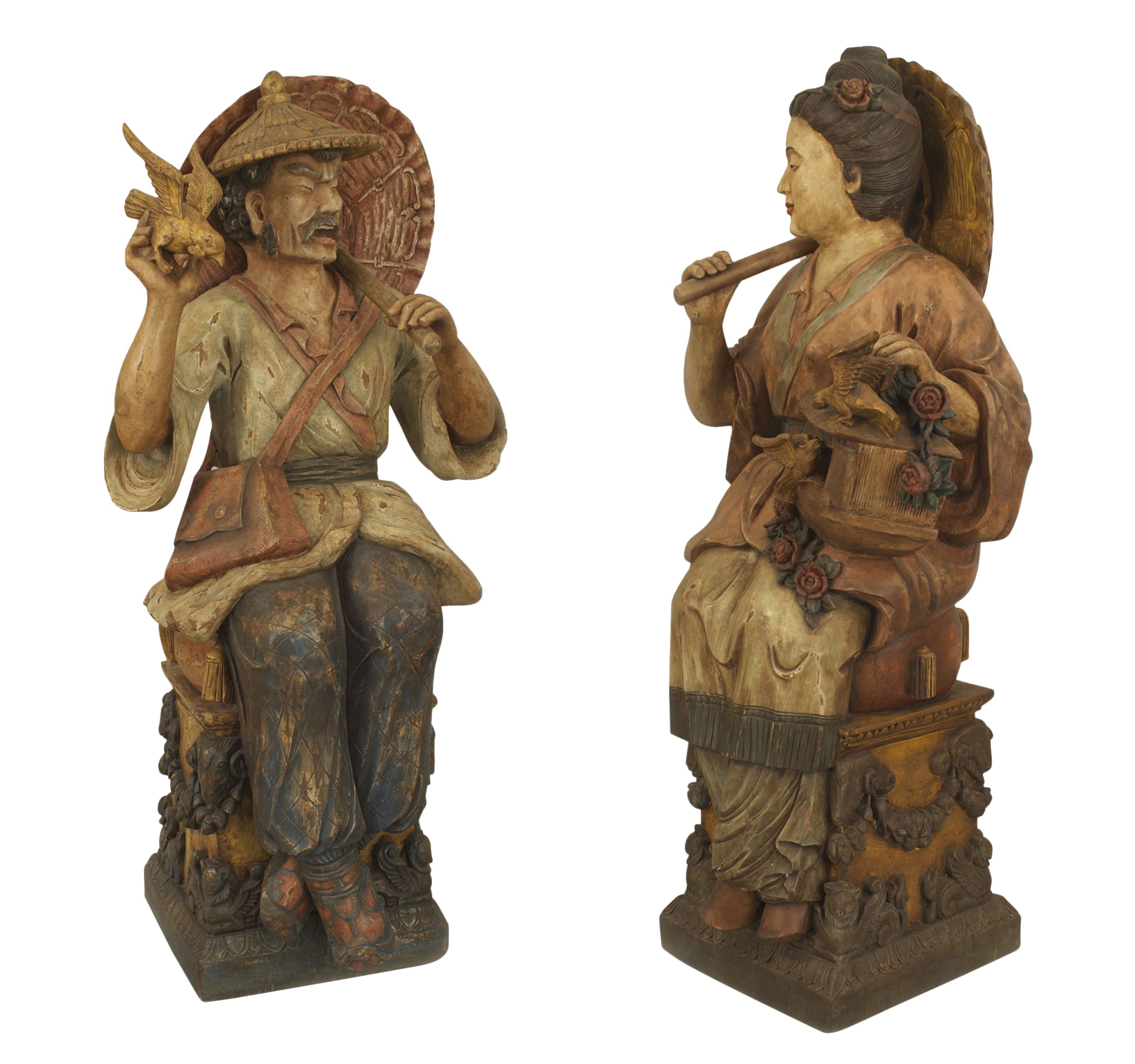 Chinese decorated terra cotta figures