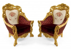 Italian baroque gilt wood arm chairs 9