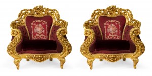 Italian baroque gilt wood arm chairs 10