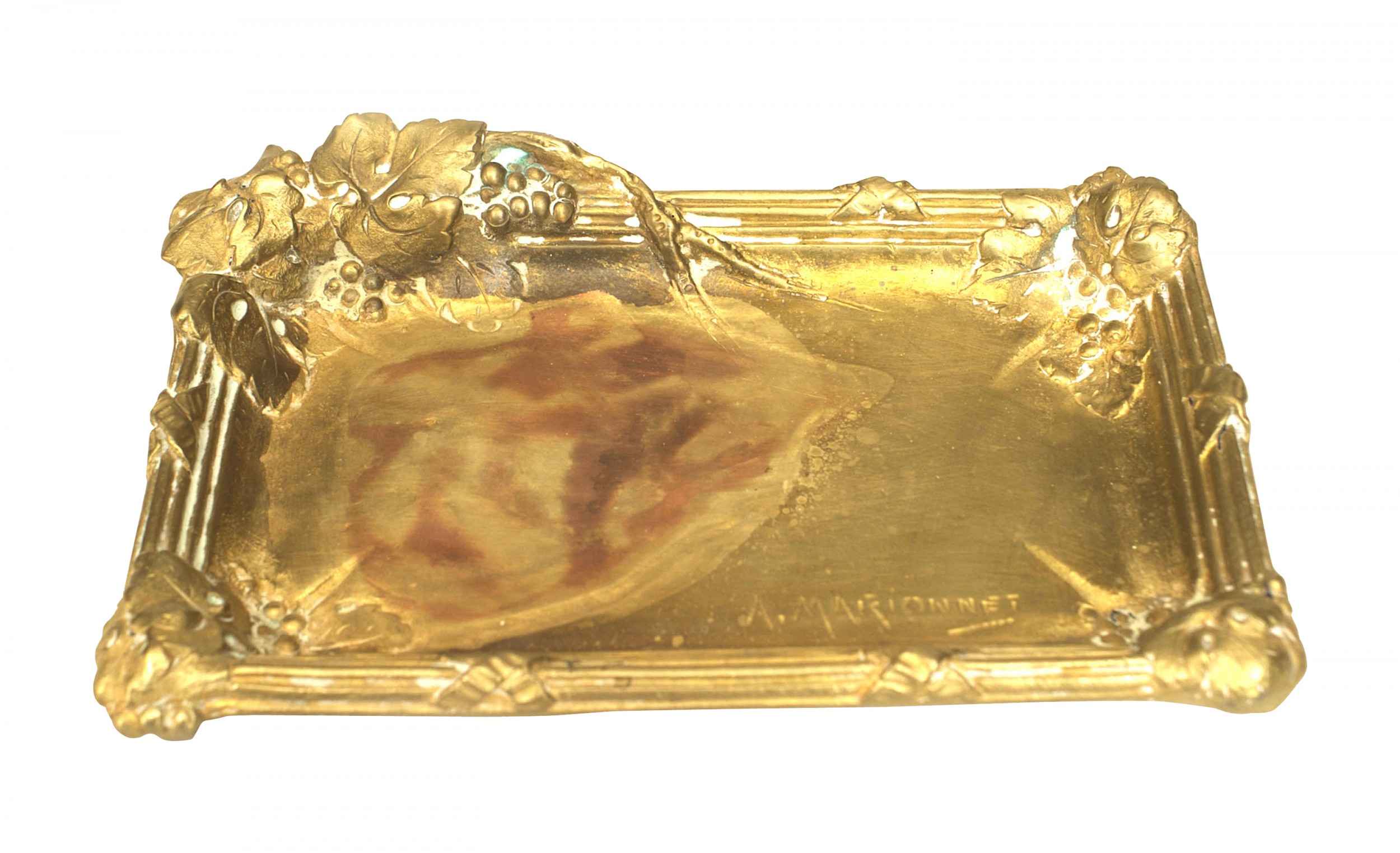 Art nouveau gilt floral ashtray