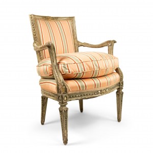 Italian neo classic pink stripe arm chair