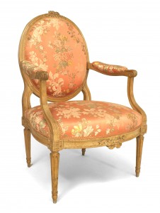 French louis xvi pink floral arm chair