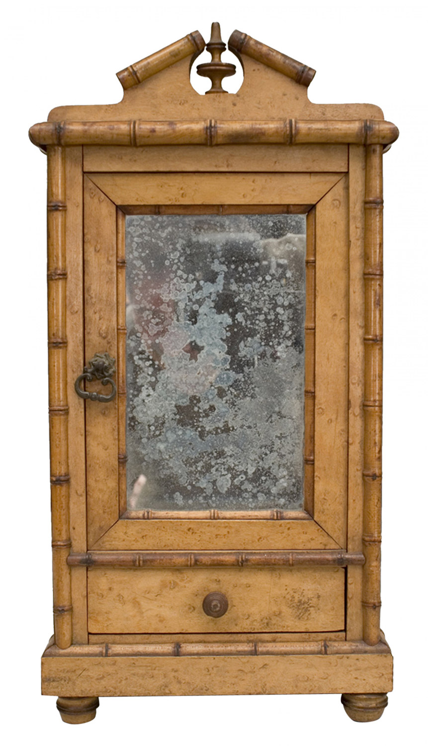 French faux bamboo miniature armoire