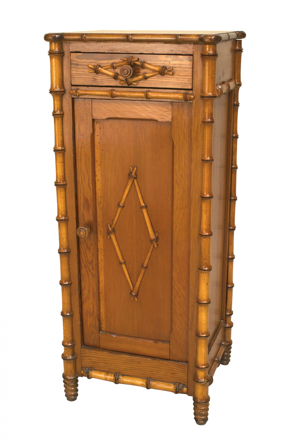 French faux bamboo pine commode