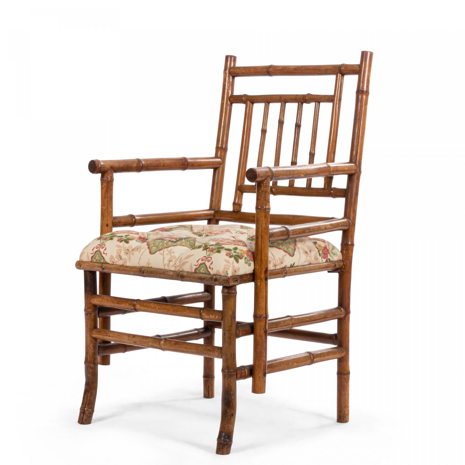 Bamboo floral upholstered arm chair