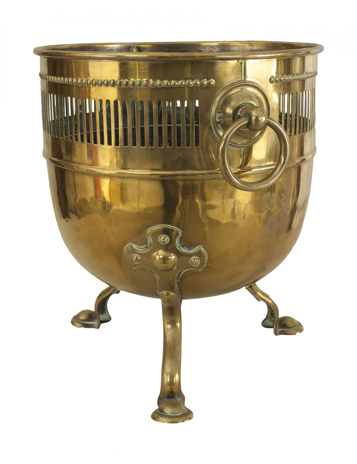 English victorian brass footed pot