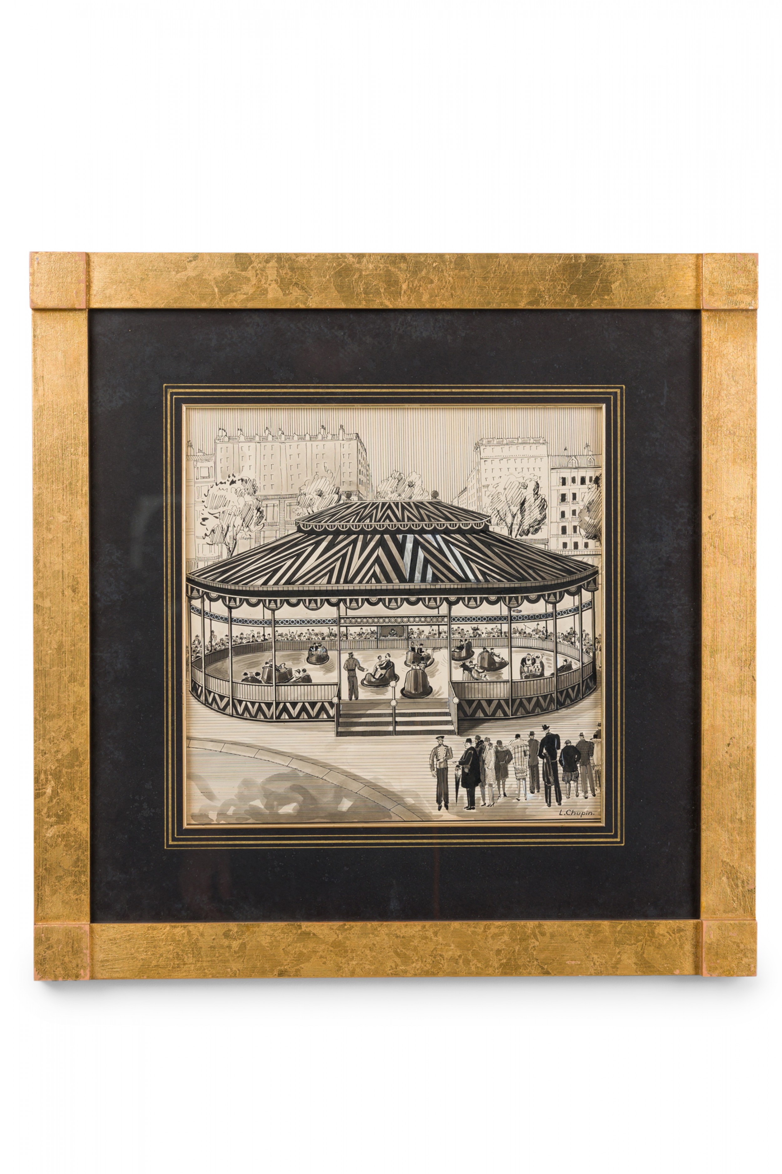 Art deco ink amusement park drawing 3