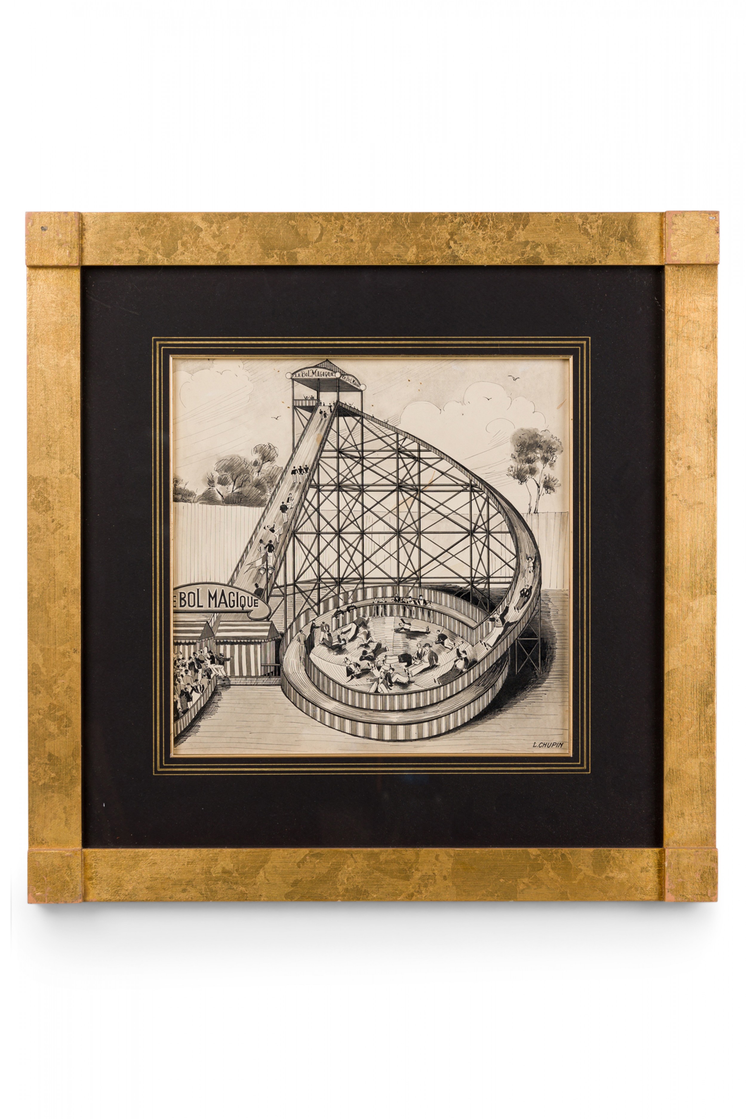 Art deco ink amusement park drawing 7