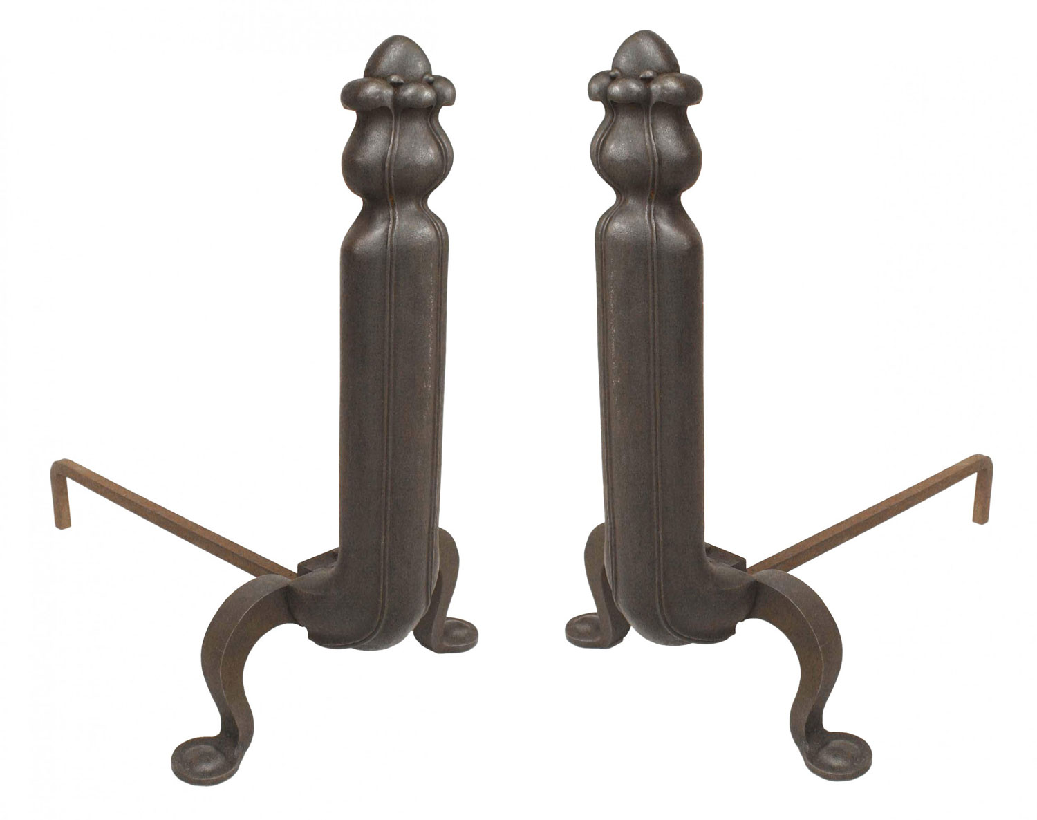 Pair of art nouveau iron andirons 1