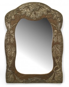 Art nouveau embossed metal wall mirror 1