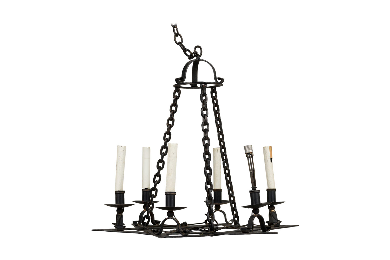 Italian renaissance style iron star of david chandelier