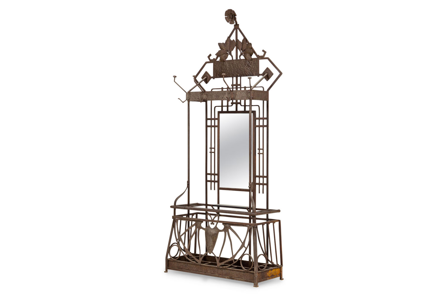 Art deco iron hatrack umbrella stand