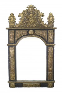 French renaissance style brass embossed wall mirror 1