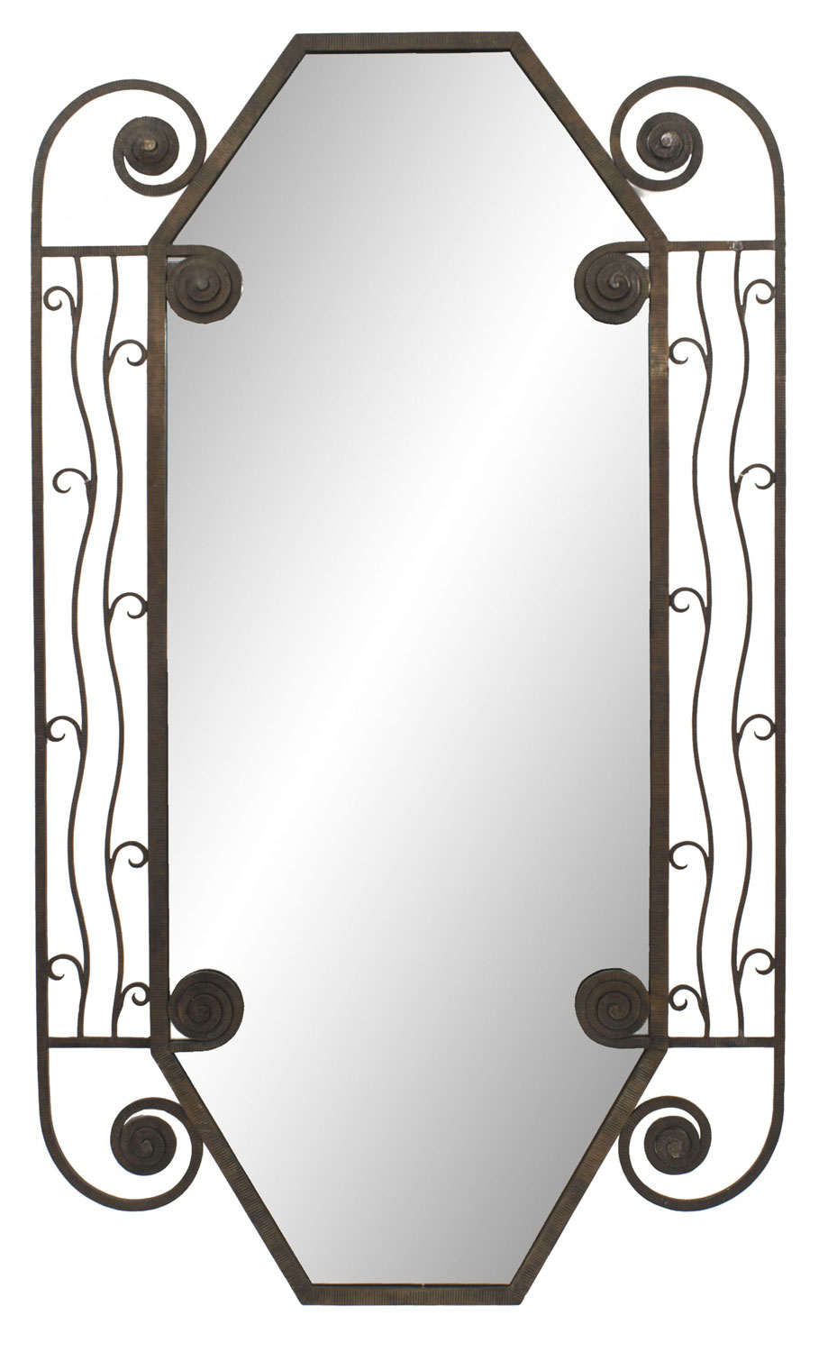 French art deco wrought iron wall mirror 1