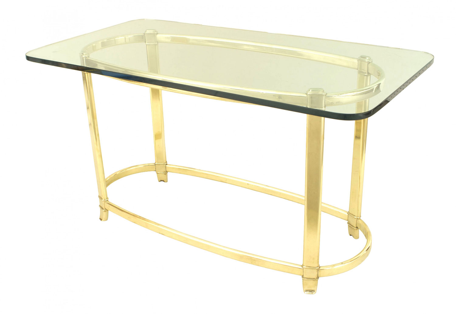 American art deco brass and glass dining table