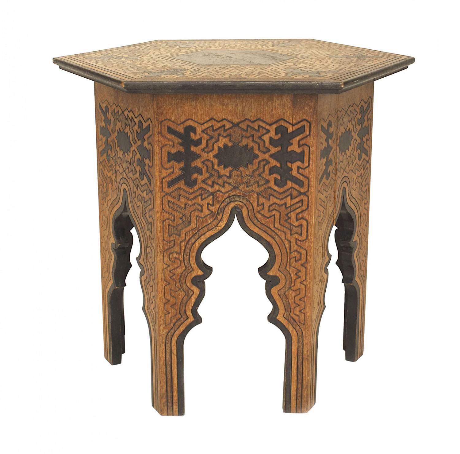 Middle eastern moorish burnt wood taborets
