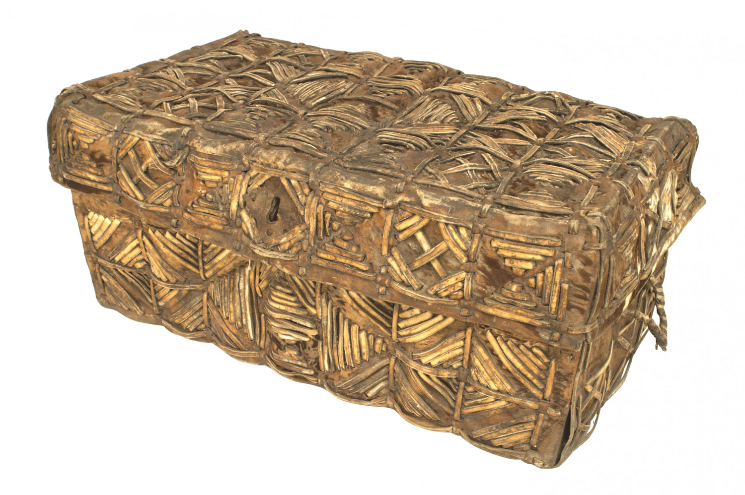 South american cowhide leather trunk