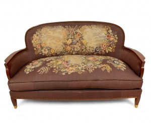 French art deco tapestry loveseat