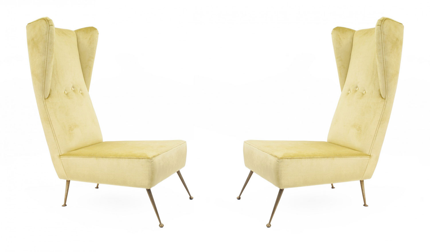 Italian post war green velvet side chairs