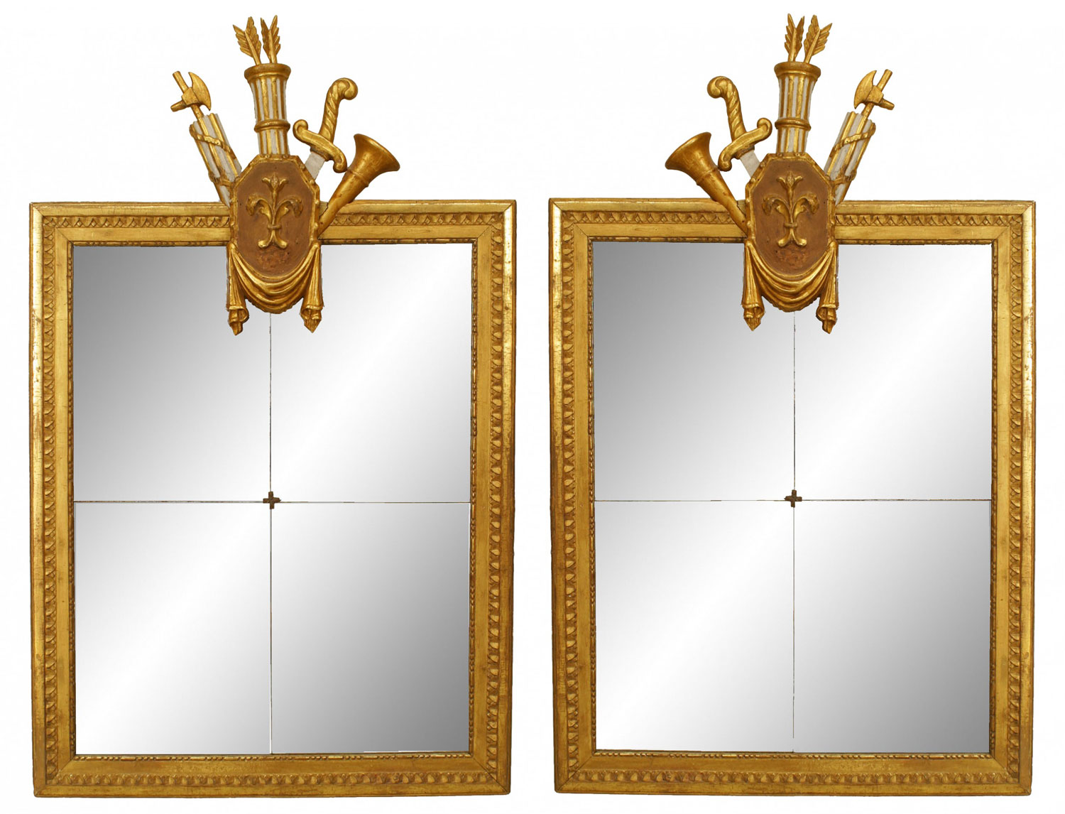 Italian neoclassic gilt fleur de liz wall mirrors 1