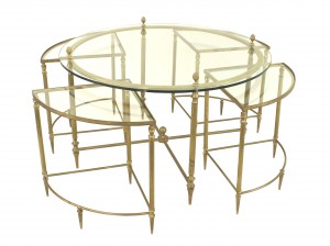 American brass and glass coffee table