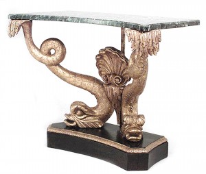 English regency style gilt dolphin console table
