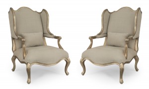 Louis xv gilt wing bergere chairs