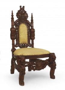 Italian renaissance beige damask side chair