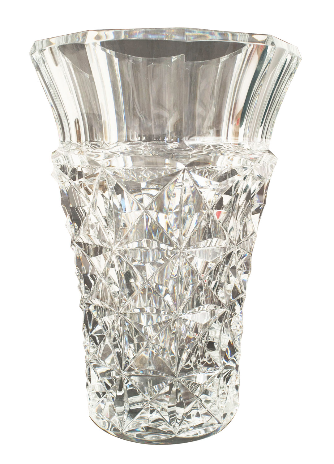 French mid century baccarat cut crystal vase