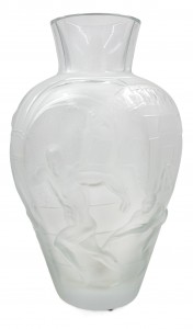 French mid century lalique frosted glass vase 1
