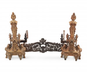 Pair of french directoire bronze andirons 1