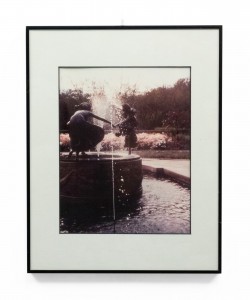 Sepia photograph of a fountain in a park