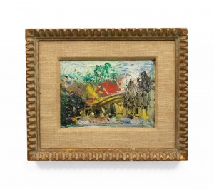 Oil painting of a landscape in a venetian style frame