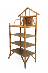 Bamboo 4 shelf etagere with mirror
