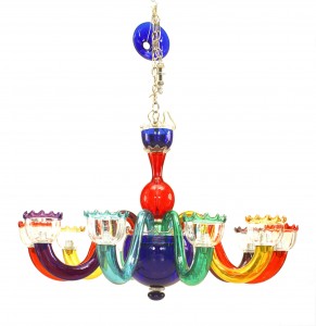Mid century italian murano multi colored glass chandelier 1