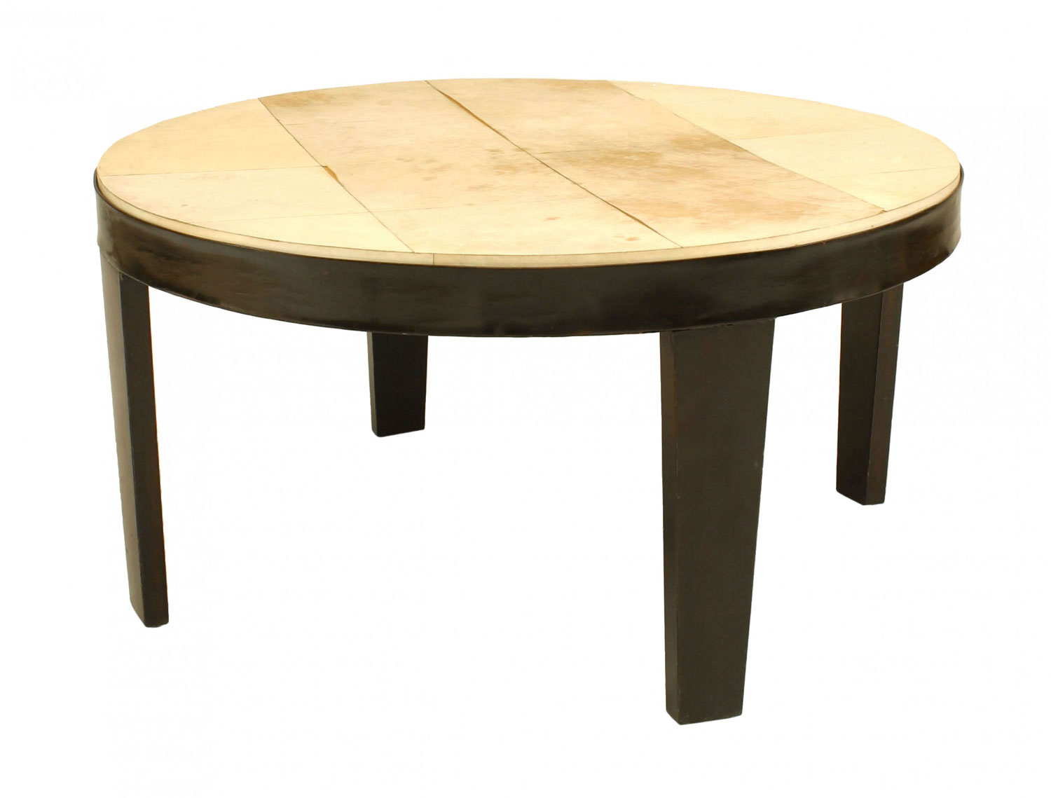 Italian ebonized parchment coffee table